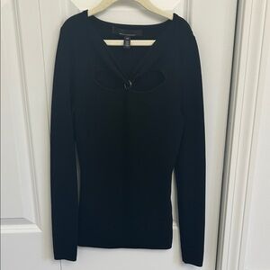White House Black Market Black Cutout Long Sleeve Top